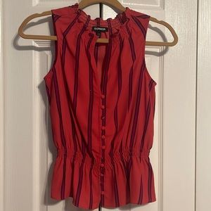 Express sleeveless drop waist shirt in red and black size XXS NWOT